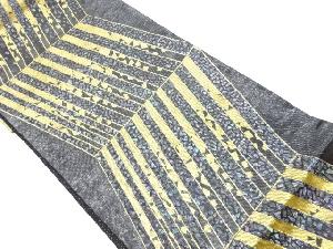 リサイクル　黒陶螺鈿変わり縞模様袋帯
